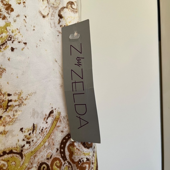 NWT! Wide leg cotton pant in cream and brown. Perfect for Spring! - Picture 4 of 5